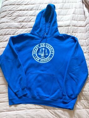 Gildan Royal Blue Drake University Law School Hoodie Size Large